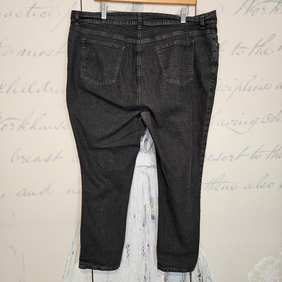 Eileen Fisher Woman Straight Leg Jeans 16W Black Organic Cotton Stretch - Picture 2 of 9